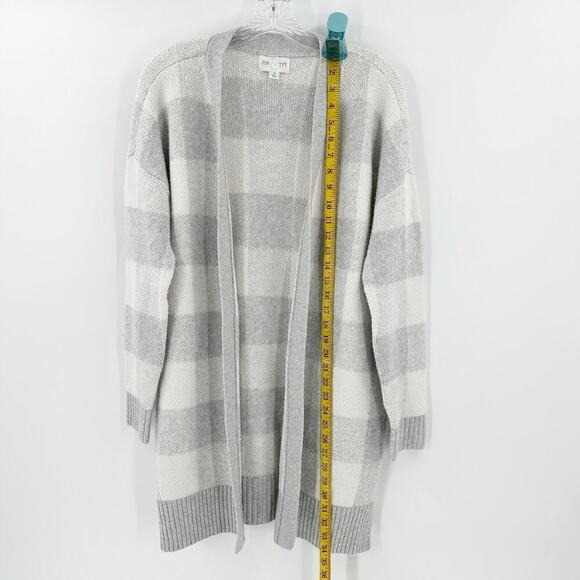 Jun & Ivy Gray Checkered Long Sleeve Open Front Knit Cardigan Size Medium - Picture 10 of 12